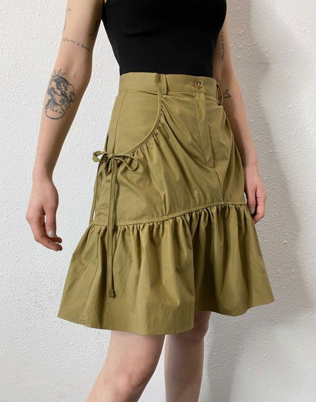 Khaki Ruffle Skirt #250331